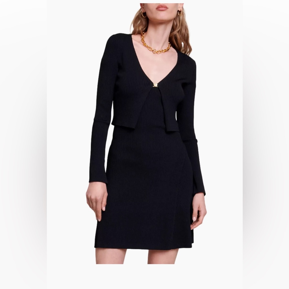 NWT MAJE 2 piece black knit dress